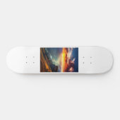白お洒落スケートボードに乗る スケートボード (横)