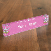 白お洒落デイジーフラワーピンク デスクネームプレート (側面)
