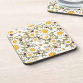 白お洒落デイジーラディバグフラワーコルクコーズ コースター (左側)