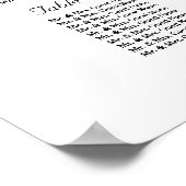 白お洒落ピンクの花フレーム着座表 ポスター (角)