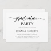 白お洒落ミニマル字の黒書 招待状 (正面/裏面)