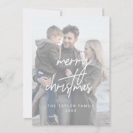 白お洒落メリークリスマス2縦写真 シーズンカード (正面)
