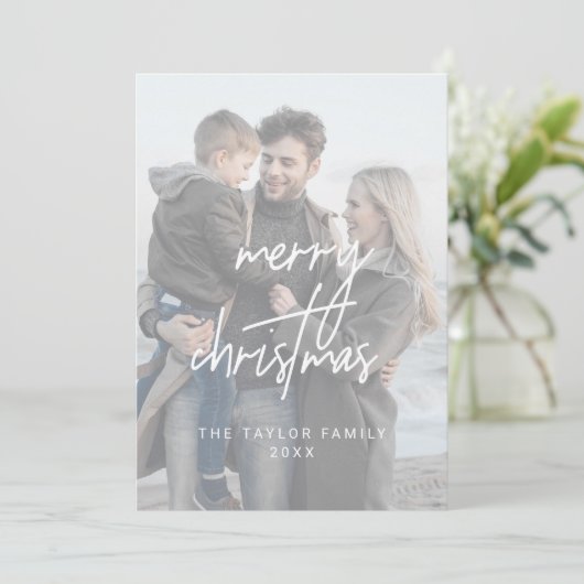 白お洒落メリークリスマス2縦写真 シーズンカード (スタンド正面)