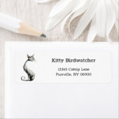 白お洒落ロングネックキャット差出人住所 ラベル (インサイチュ)