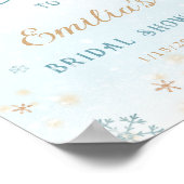 白お洒落冬雪凍っていブライダルシャワー ポスター (角)