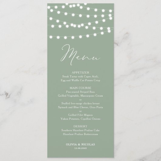 白お洒落妖精ライトセージ緑結婚の メニュー (正面)