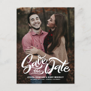 白お洒落手文字フォトオーバーレイフローラ 案内ポストカード