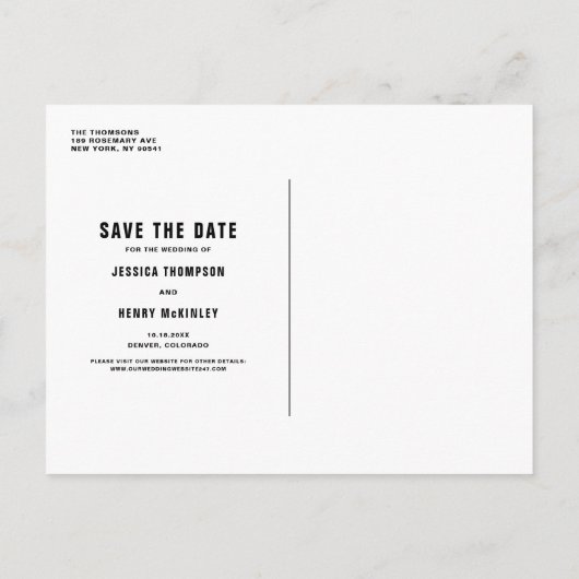 白お洒落手文字フォトオーバーレイフローラ 案内ポストカード (裏面)