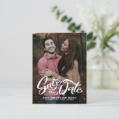 白お洒落手文字フォトオーバーレイフローラ 案内ポストカード (スタンド正面)