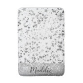 白お洒落星の銀パーソナライズされた星 バスマット (正面縦)