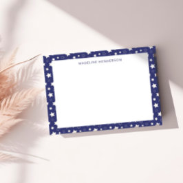 白お洒落星ダークブルーモノグラム ノートカード