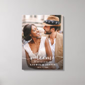 白お洒落書写真の結婚歓迎 キャンバスプリント (正面)