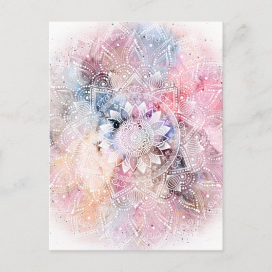 白お洒落水カラーマンダラデザイン ポストカード (正面)