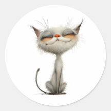 白お洒落満足キャットイラストレーション