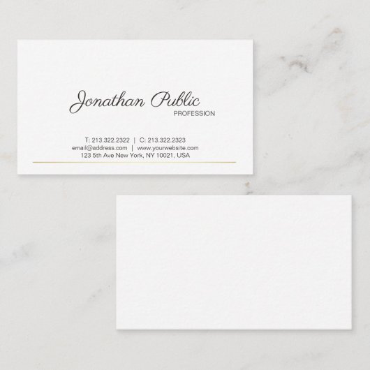 白お洒落白モダン金ゴールドシック傾向 名刺 (正面/裏面)