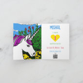 白お洒落紫誕生日ユニコーン 招待状 (内部)