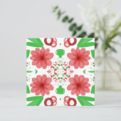 白お洒落絵に赤い離れ花が緑 カード (スタンド正面)