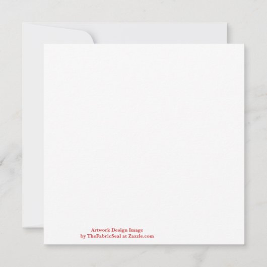 白お洒落絵に赤い離れ花が緑 カード (裏面)