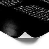 白お洒落色の黒い花模様の座席表 ポスター (コーナー)