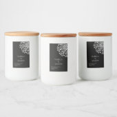 白お洒落色の黒い花色のキャンドルラベル フードラベル (ボトル)