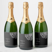 白お洒落色オンブラックフローリッシュ スパークリングワインラベル (ボトル)