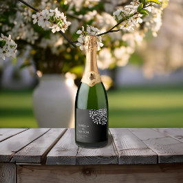 白お洒落色オンブラックフローリッシュ スパークリングワインラベル