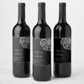 白お洒落色オンブラックフローリッシュ ワインラベル (ボトル)