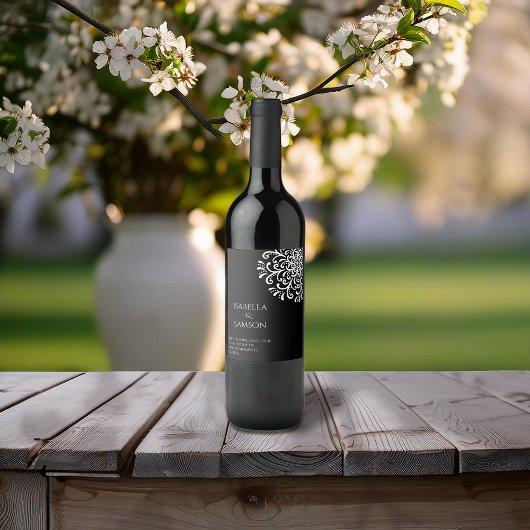 白お洒落色オンブラックフローリッシュ ワインラベル