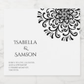 白お洒落黒の花 スパークリングワインラベル (シングルラベル)