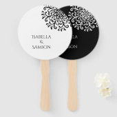 白お洒落黒の花 ハンドファン (正面&裏面)