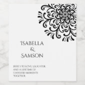 白お洒落黒の花 ワインラベル (シングルラベル)