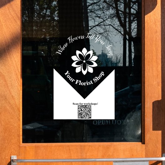 🌸白お澄ん花屋さん、カスタムStick Vinyl Sign ウィンドウサイン