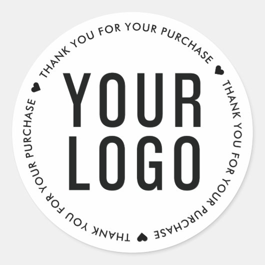 白お買い物のビジネスロゴ ラウンドシール (正面)