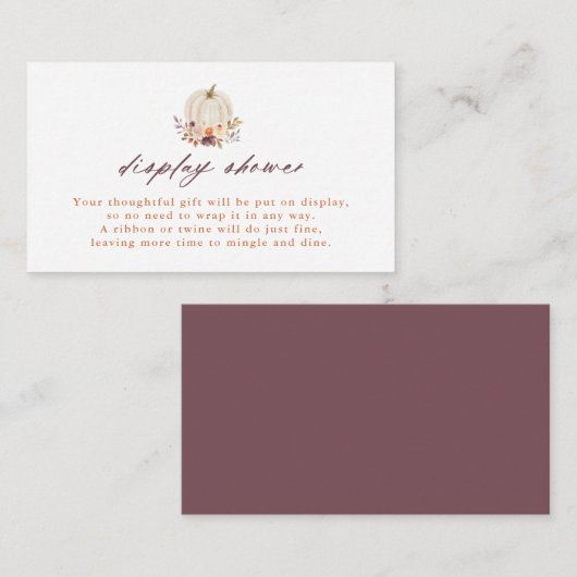 白かぼちゃと紫の花がシャワーを表示 エンクロージャーカード (正面/裏面)