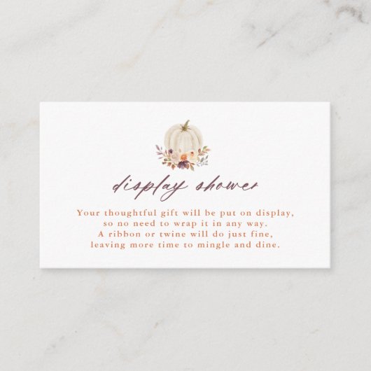 白かぼちゃと紫の花がシャワーを表示 エンクロージャーカード (正面)