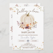 白かぼちゃの赤ちゃんシャワー、恋に落ちる 招待状 (正面/裏面)