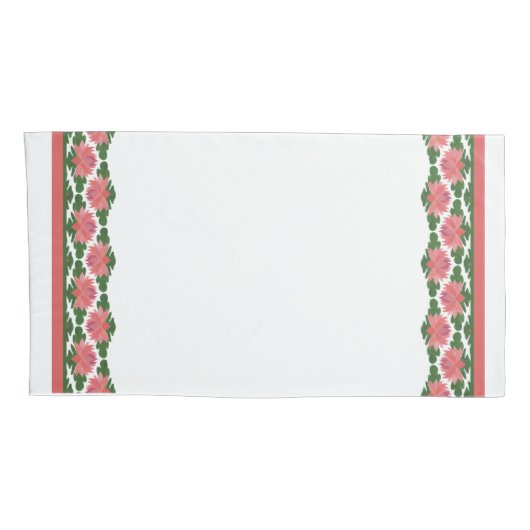 白から白縁どへのピンクの睡蓮カスタマイズ 枕カバー (裏面-右)