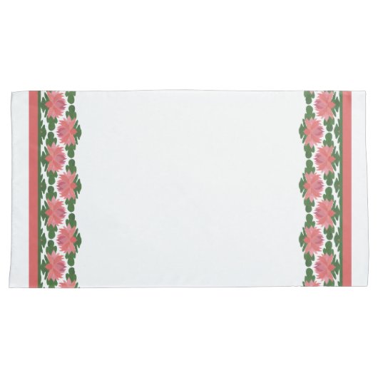 白から白縁どへのピンクの睡蓮カスタマイズ 枕カバー (正面右)