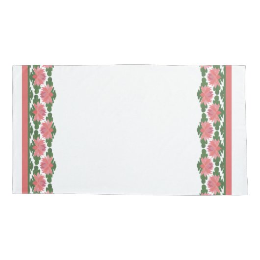 白から白縁どへのピンクの睡蓮カスタマイズ 枕カバー (裏面-左)