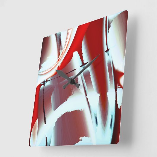 白から赤のクロップされたデジタ絵を描ル倍率 スクエア壁時計 (傾斜)