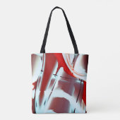 白から赤のクロップされたデジタ絵を描ル倍率 トートバッグ (裏面)