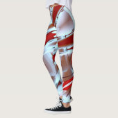 白から赤のクロップされたデジタ絵を描ル倍率 レギンス (左)