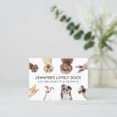 白かわいい小さなサイズの犬ペットシッター 名刺 (スタンド正面)