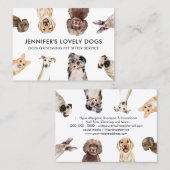 白かわいい小さなサイズの犬ペットシッター 名刺 (正面/裏面)