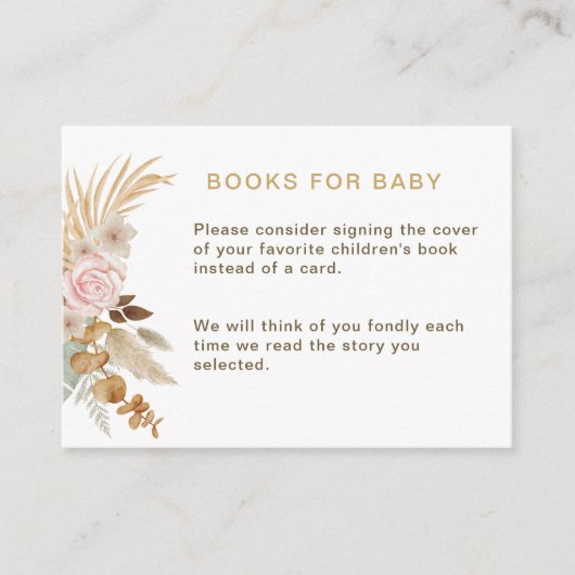 白かわいい水彩花赤ちゃんシャワー エンクロージャーカード (正面)