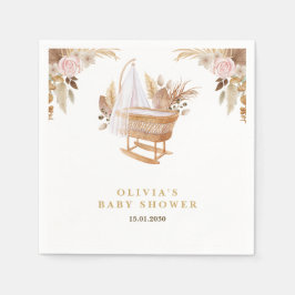 白かわいい水彩花赤ちゃんシャワー スタンダードカクテルナプキン