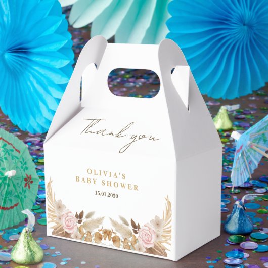 白かわいい水彩花赤ちゃんシャワー フェイバーボックス (パーティー)