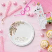 白かわいい水彩花赤ちゃんシャワー ペーパープレート (パーティー)