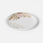 白かわいい水彩花赤ちゃんシャワー ペーパープレート (アングル)