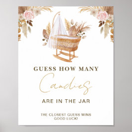 白かわいい水彩花赤ちゃんシャワー ポスター